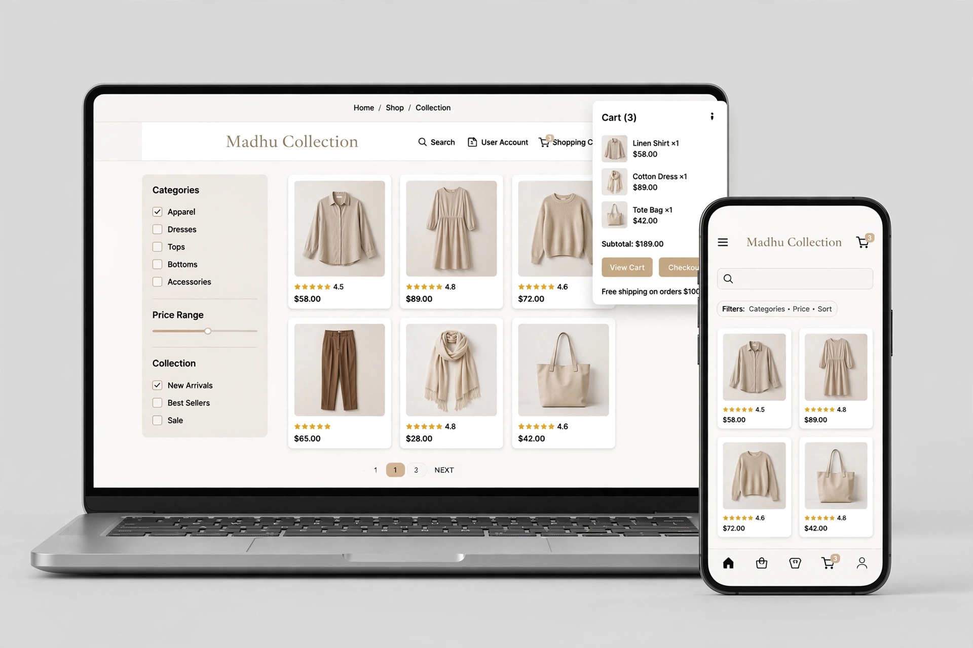 Madhu Collection E-commerce Mockup